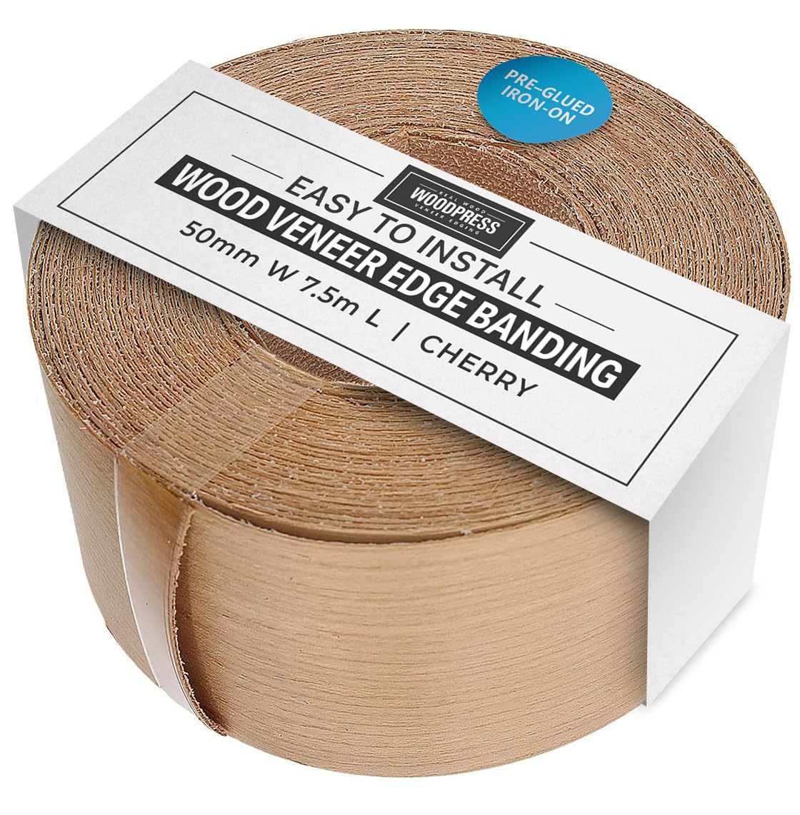Chapa de madera de cerezo preencolada de 50mm para cubrir cantos astillados de tableros