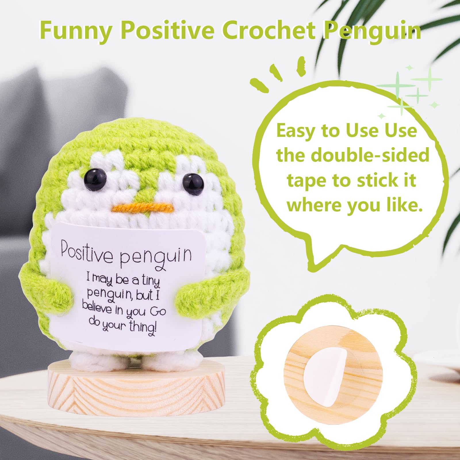 Pingouin positif au, drôle de pingouin de poche,Jouet pingouin à énergie positive avec carte d'encouragement | Jouet petit et mignon, portant une à chapeau pour la décoration de l