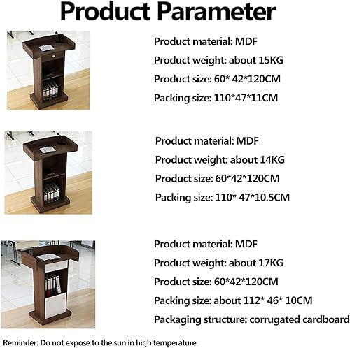 Miniatura 6 de JITEM Atril Podium - Podio de madera de fibropanel de densidad media para atril con estante de almacenamiento, ideal para oradores, conferencias,