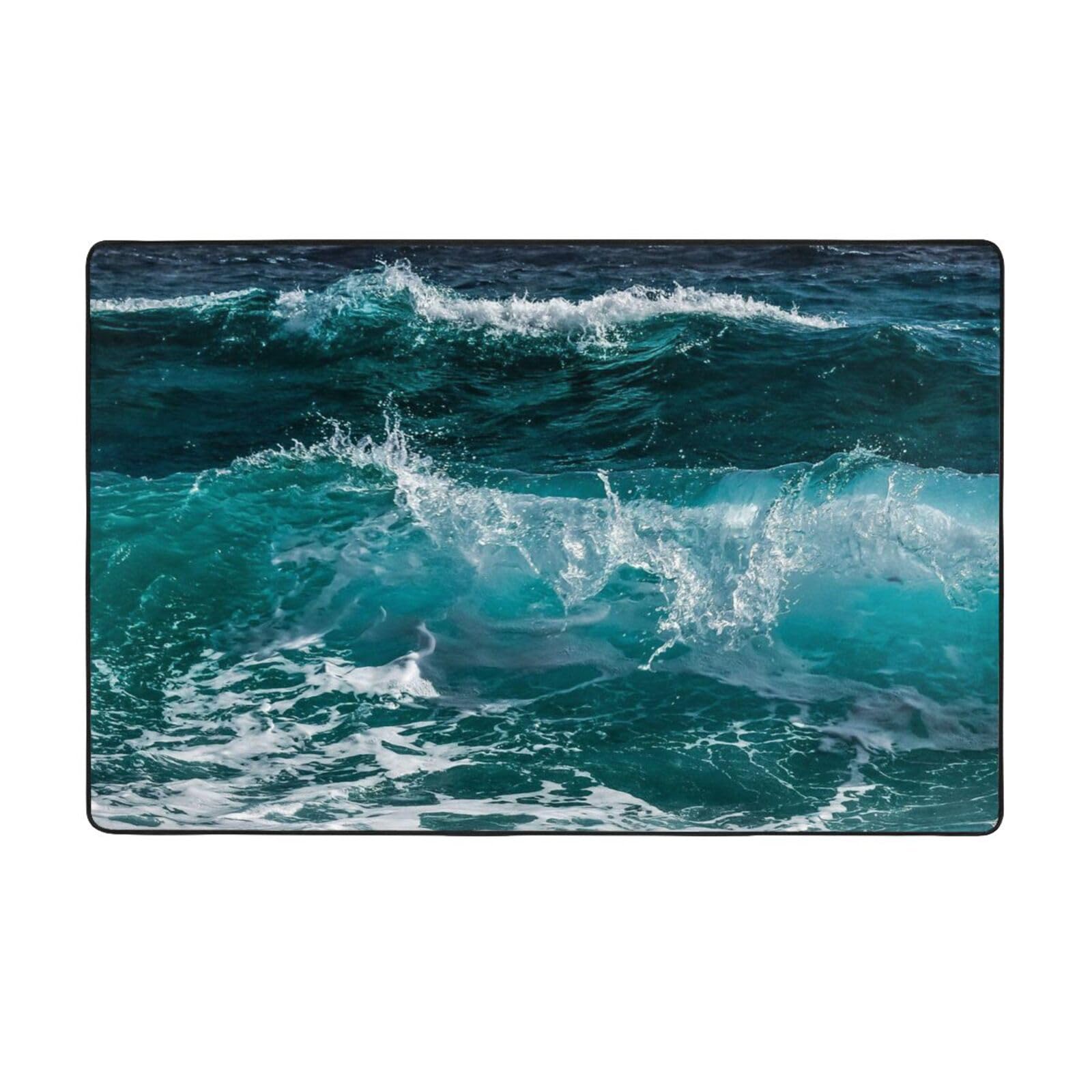 Tapis doux grand modèle salon chambre avec imprimé eau de mer durable