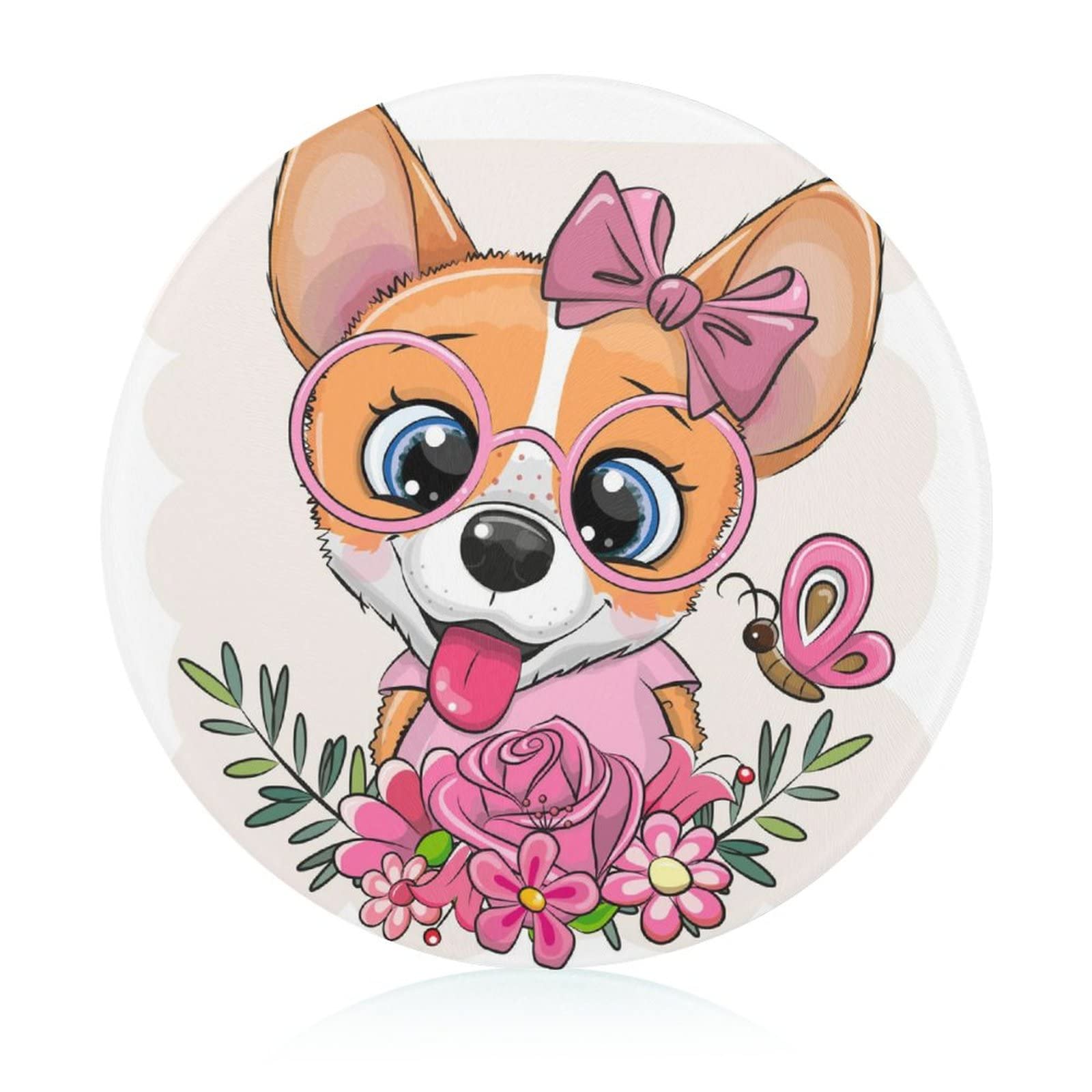 Planche à découper Corgi Papillon en verre pour décorer et protéger la cuisine
