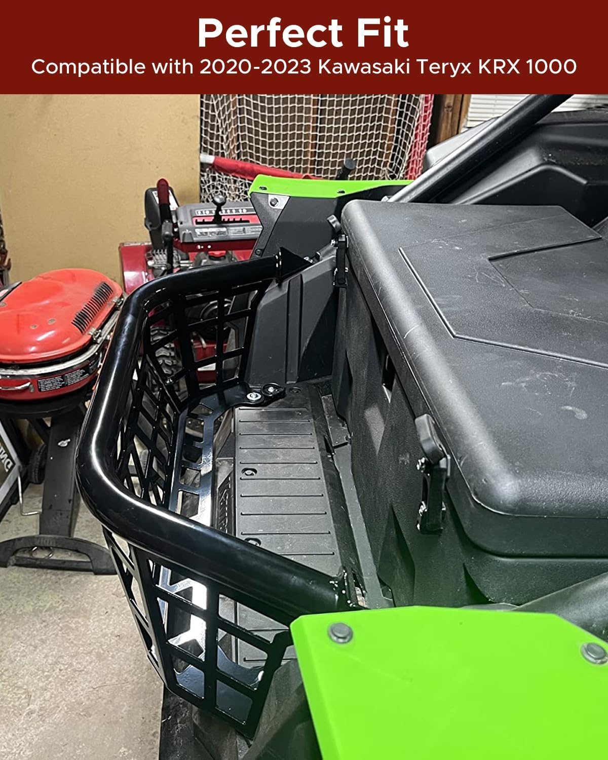 Cargo Barricade fit for Kawasaki Teryx KRX 1000 2020-2025 & KRX4 1000 23-25 Heavy Duty Alloy Steel Rear Cargo Bed Enclosure Tailgate Barrier Rack UTV Accessories