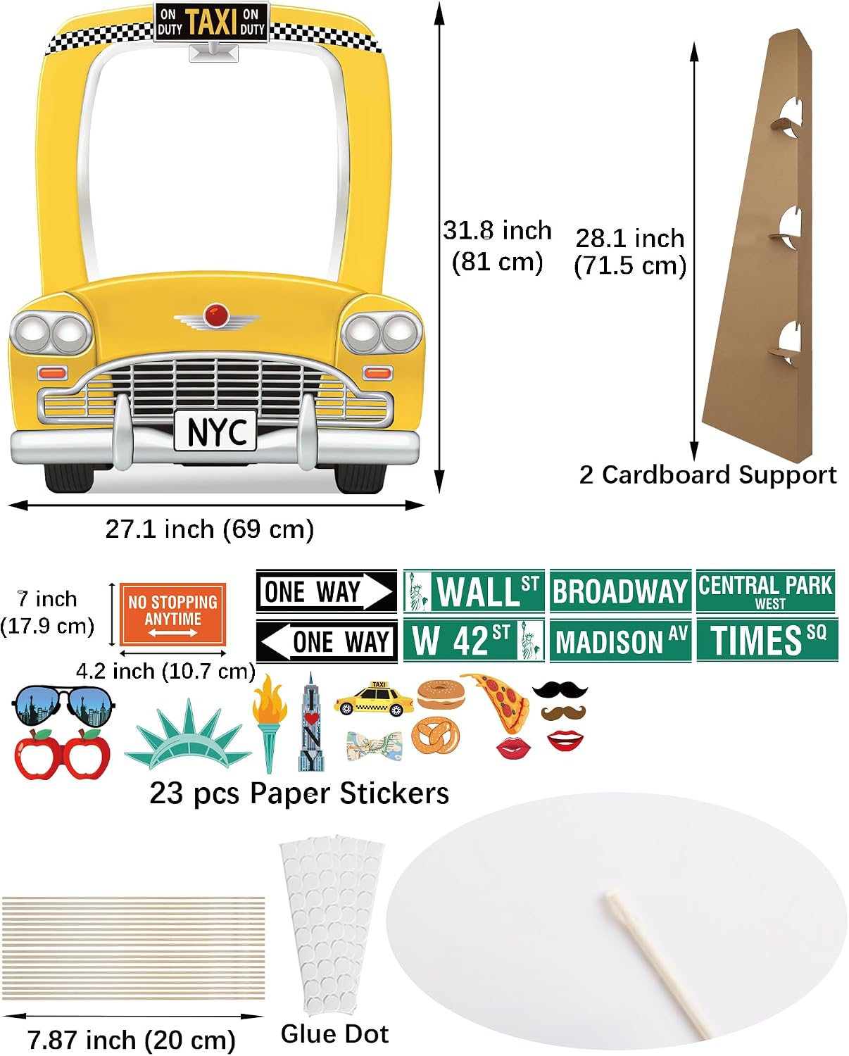 NYC Taxi Photo Booth Props Set, New York City Party Decorations, New York Themed Party Photo Props
