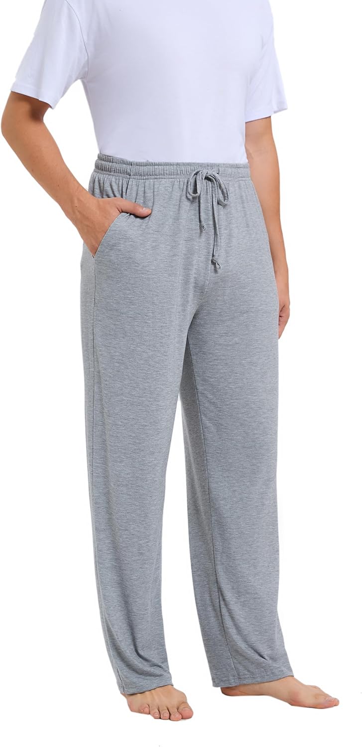Men's Pajama Pants Soft Lightweight Open-Hem Lounge Pants Jersey PJ Bottoms with Pockets and Drawstring - Image 5
