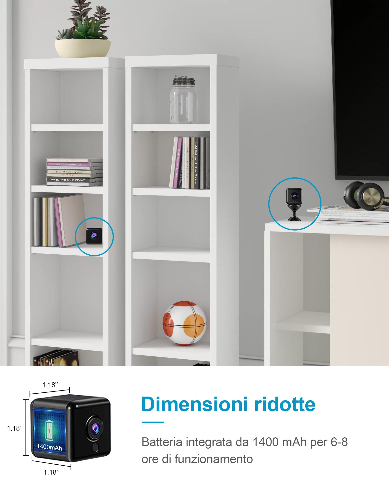 aobo Telecamera Nascosta 4K HD Mini Wifi Interno Videocamera Sorveglianza Senza Fili Batteria Lunga Durata Spy Cam