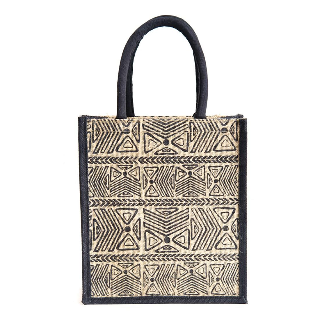 DasHomes Jute Lunch Bag|Tiffin Bag|Tote Bag|Jute Handbag for Ladies|Women Lunch Bag (Black Beige) (B0CQ8TV51F) Amazon Price History, Amazon Price Tracker