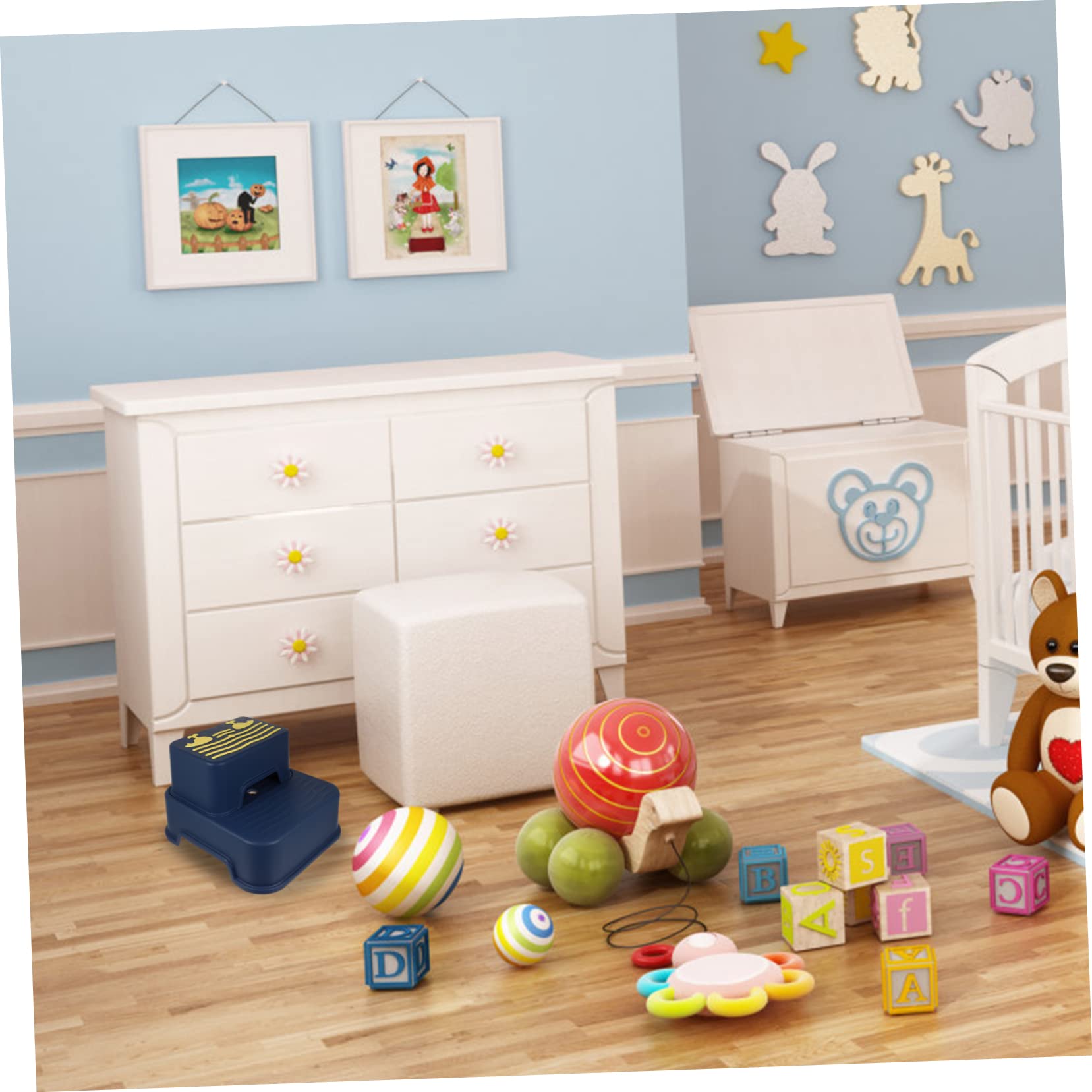 Sgabello Rialzato per Bambini a 2 Livelli Blu per Bagno | Pp Tpe, Bordi Lisci e Struttura Antiscivolo, Adatto a Toilette Training e Lavabo