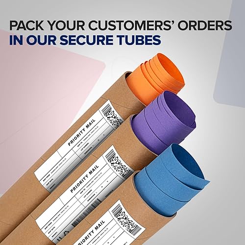 Miniatura 65 de Tubo de correo de papel kraft reforzado de 2 x 36 pulgadas, paquete de 1 tubo con 2 tapas, tubo seguro aprobado por USPS para pósteres, tubo
