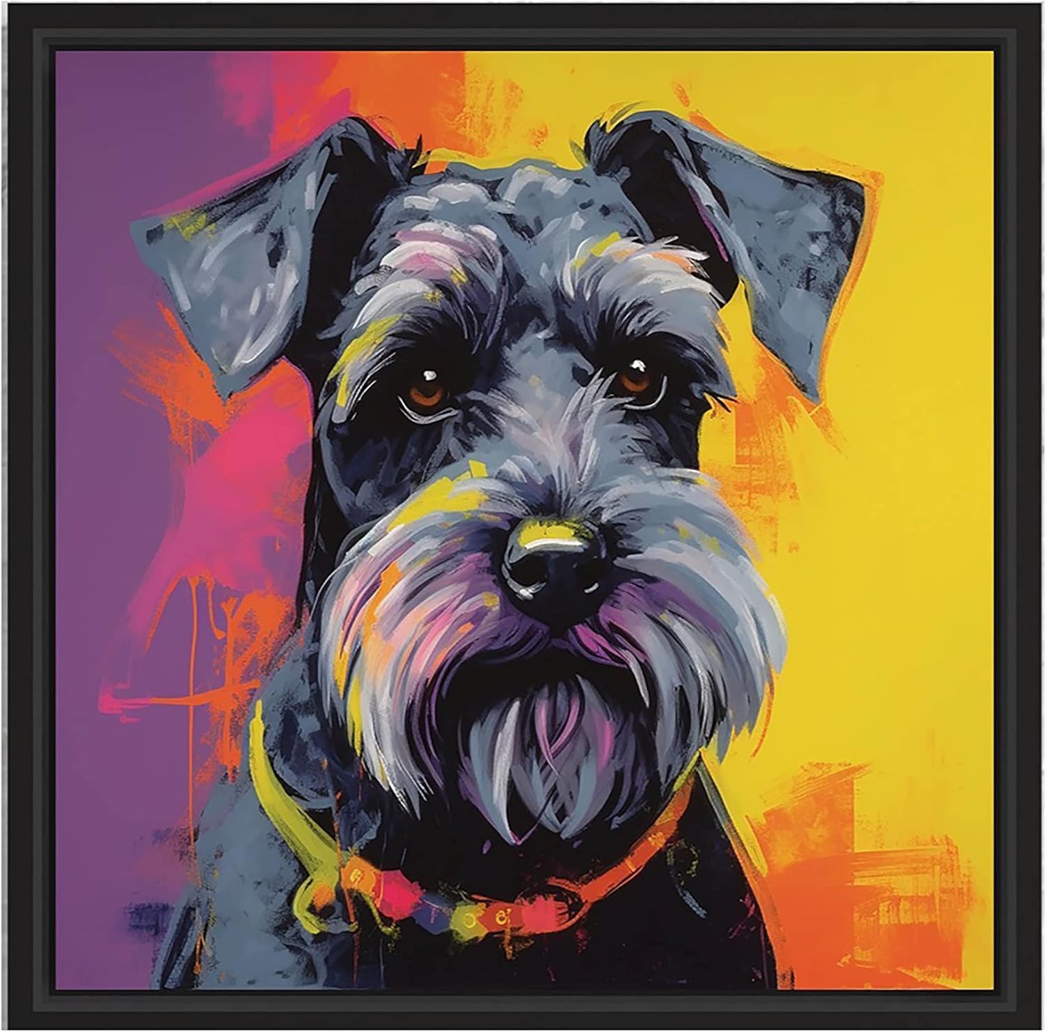 Schnauzer Dog Art Print Poster, Wall art Painting Decor, Puppy Pop Art Home Decor Artwork For Bedroom Living Room Bathroom Decor, Puppies Colorful Photo (Schnauzer (Set of 4), 16x16 inches (Unframed))