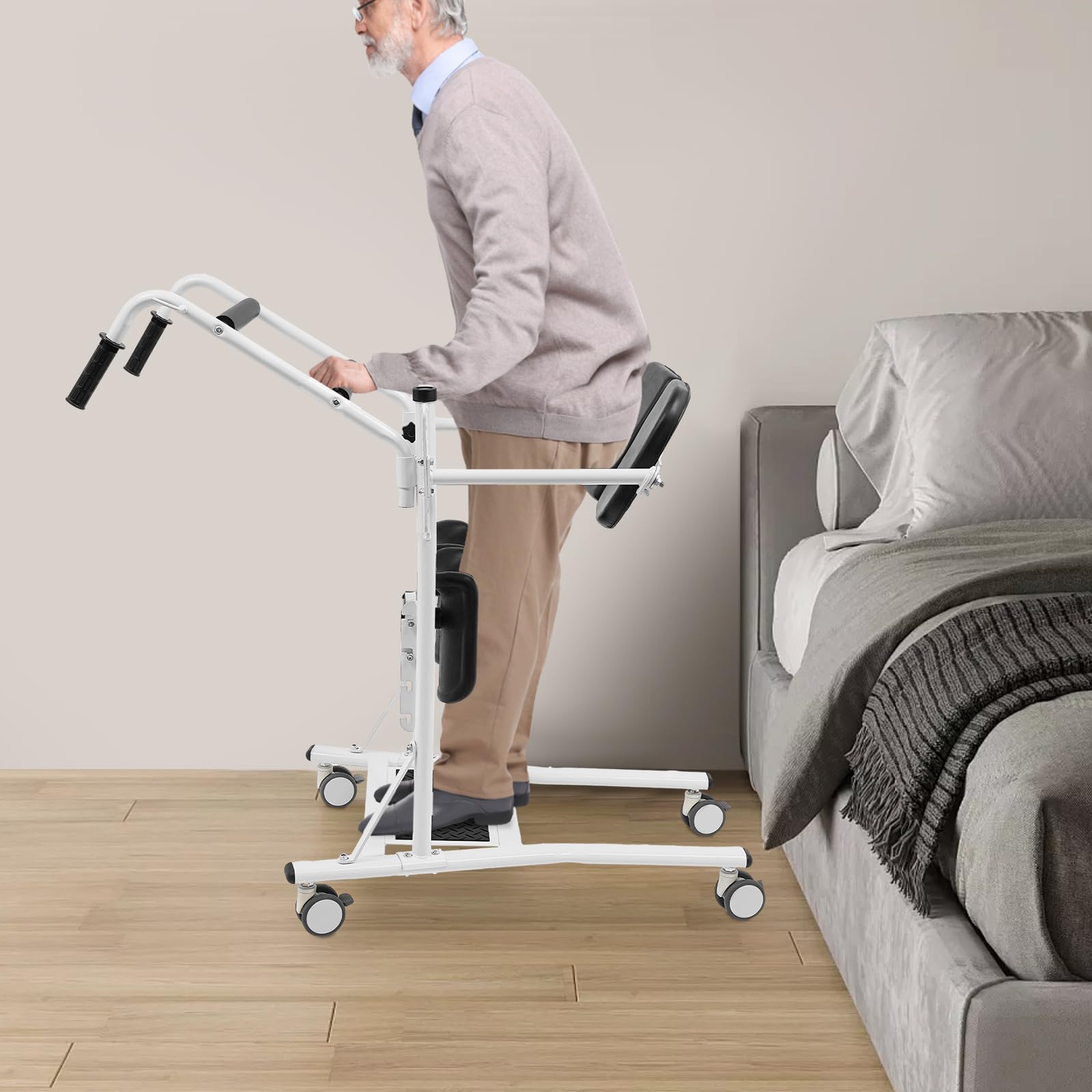 Silla eléctrica de transferencia de pacientes, Nivel 3 ajustable, silla de ruedas portátil para el hogar, elevador de pacientes plegable para coche, silla de transferencia de inodoro para,120 kg