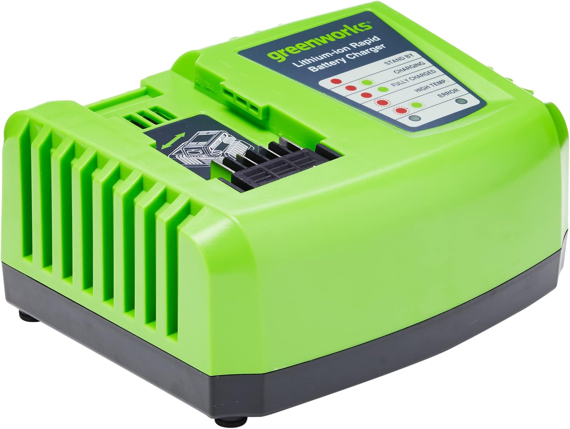 Greenworks Tools Battery Fast Charger G40UC4 (Li-Ion 40 V 4 A 30 min Charging Time with 2 Ah Battery Suitable for All Devices and Batteries of the 40 V Greenworks Tools Series)