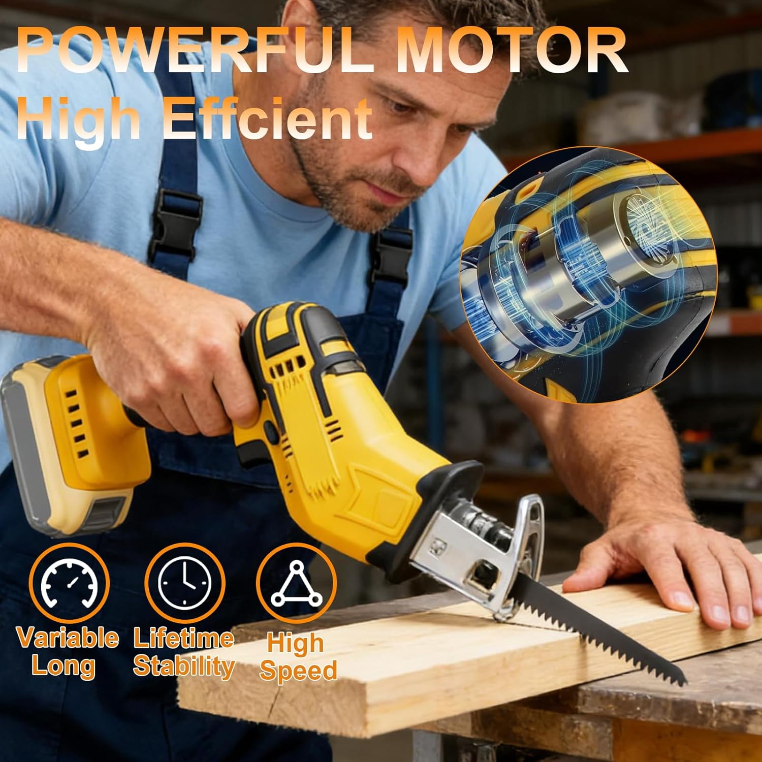 Cordless Reciprocating Saw Compatible with Dewalt 20V MAX Battery, 0-3500 SPM Variable Speed, Power Recipro Saw Mini with 4 Blades for Wood Metal PVC Cutting (NO Battery)