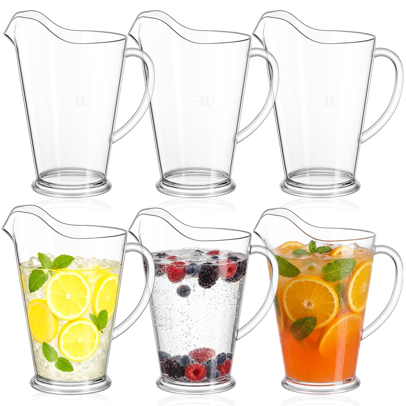 Photo 1 of LemonRoad 18 Pcs 60oz Plastic Water Pitchers Clear Beer Pitchers for Party Restaurant, Reusable Indoor and Outdoor Water Serving Jugs for Juice Ice Tea Soda Pop Cold Drinks
