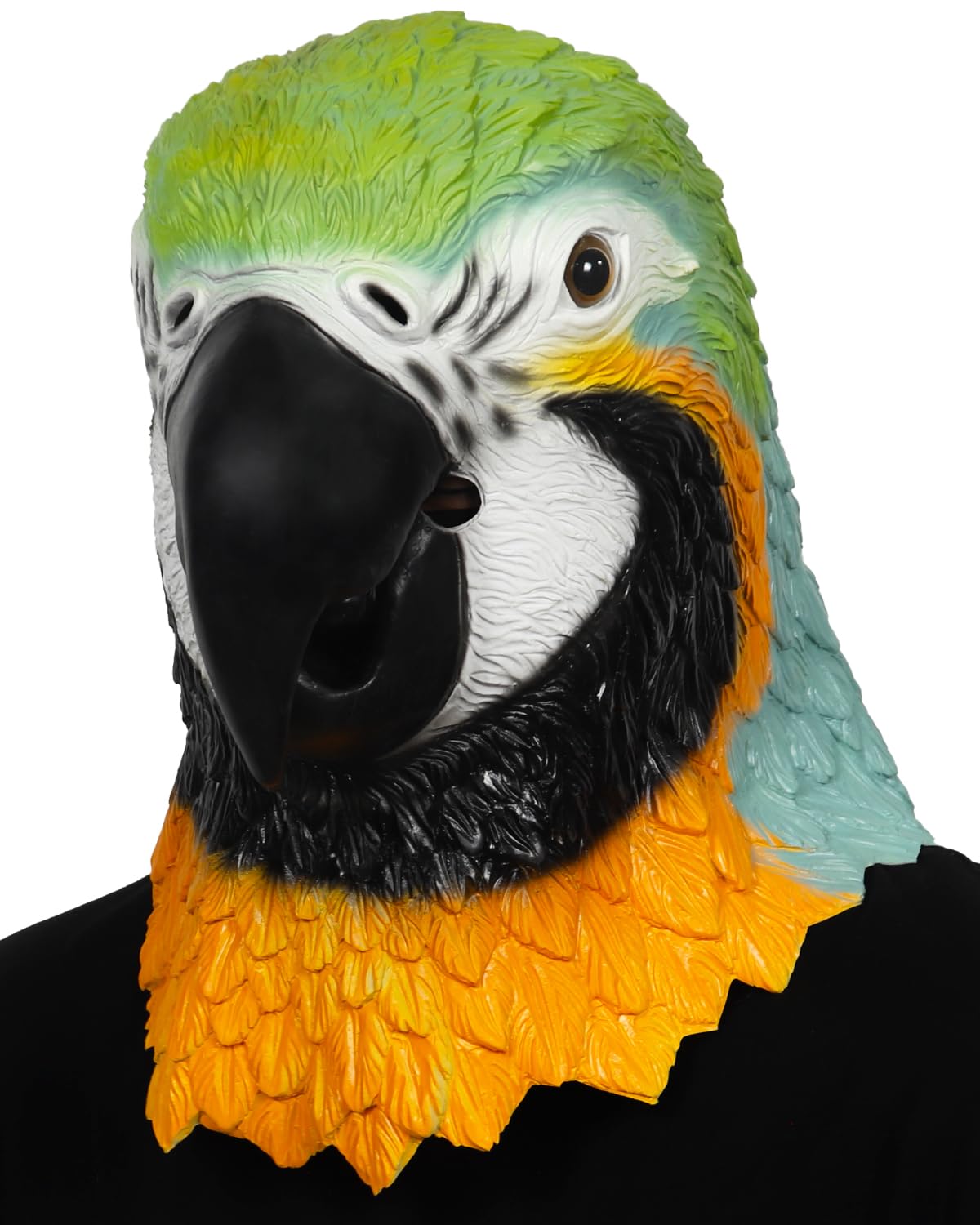 Maschera per pappagallo e costume per animali in lattice, traspirante, per carnevale, Halloween, design a piume 3D, per maschere e mercatini di Natale, per adulti (taglia unica)