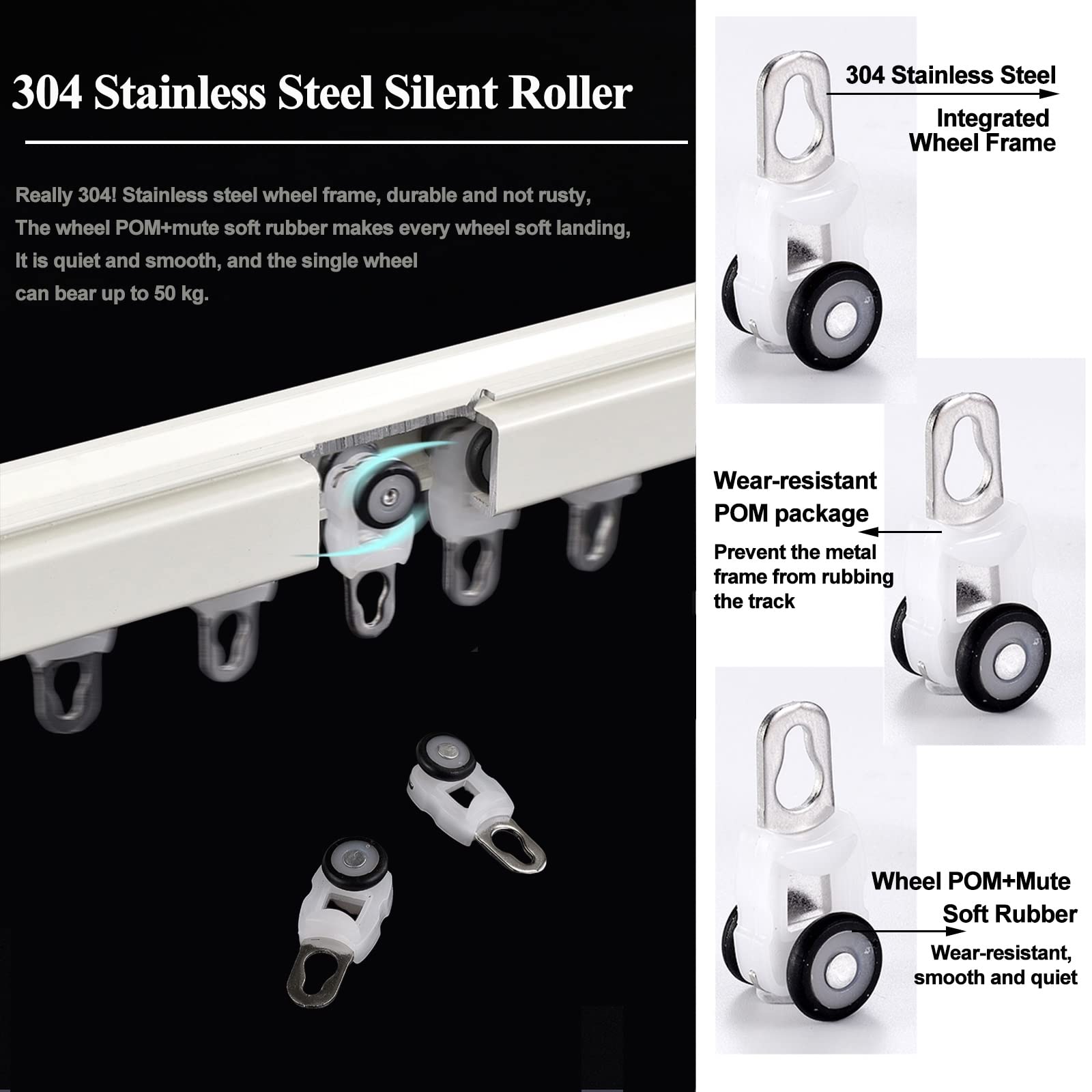 1m-5m Rail de Rideau Tringle à Rideaux Robuste, Montage au Plafond ou au Mur, Rail pour Rideaux Séparateur de Pièces en Aluminium(White-B,3.0m(2 * 1.5m))