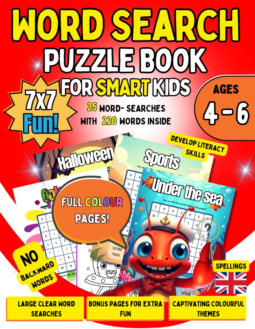 Word Search for Kids Ages 4-6: Fun Starter Puzzle Book with 7x7 Grids and Easy Word Games