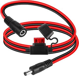 GELRHONR DC Power Supply Extension Cable 10A Fuse, 14AWG 2.1mm x 5.5mm DC Power Male to Female Adapter Extension Cable for LED Strip Light/CCTV Security Camera,Monitor,Ip Camera,DVR,Effect Pedal-50cm