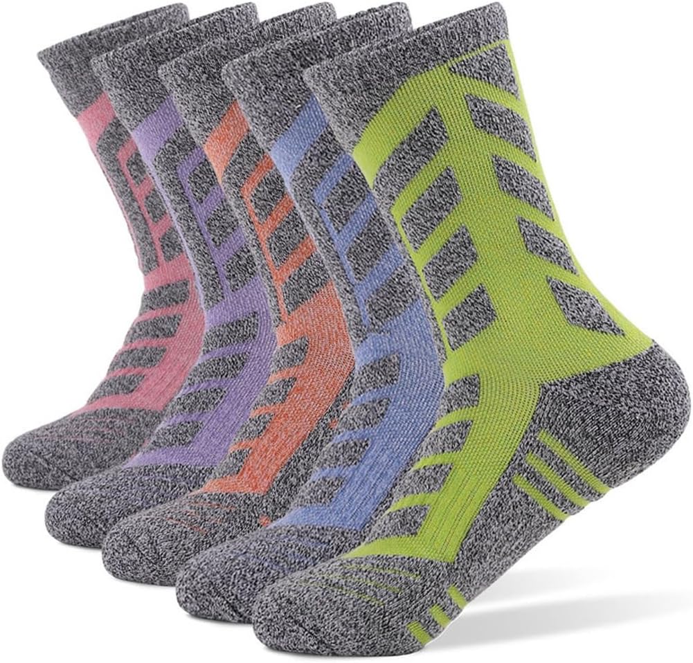 JSEIAJB Thickened Outdoor Mountaineering, Running, and Hiking Socks, Towel Bottom, Sweat Wicking Mid Length Socks(L)