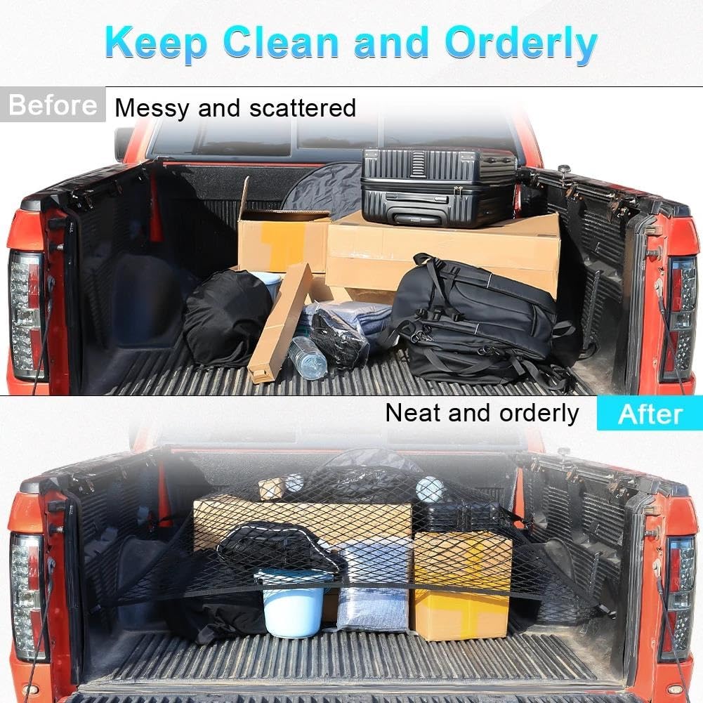 Elastico per Pick-up, Rete per Il carico del cassone del Camion, Organizer a Rete per Il Pavimento, Rete per Bagagliaio per Auto, SUV, Camion e Pick-up.