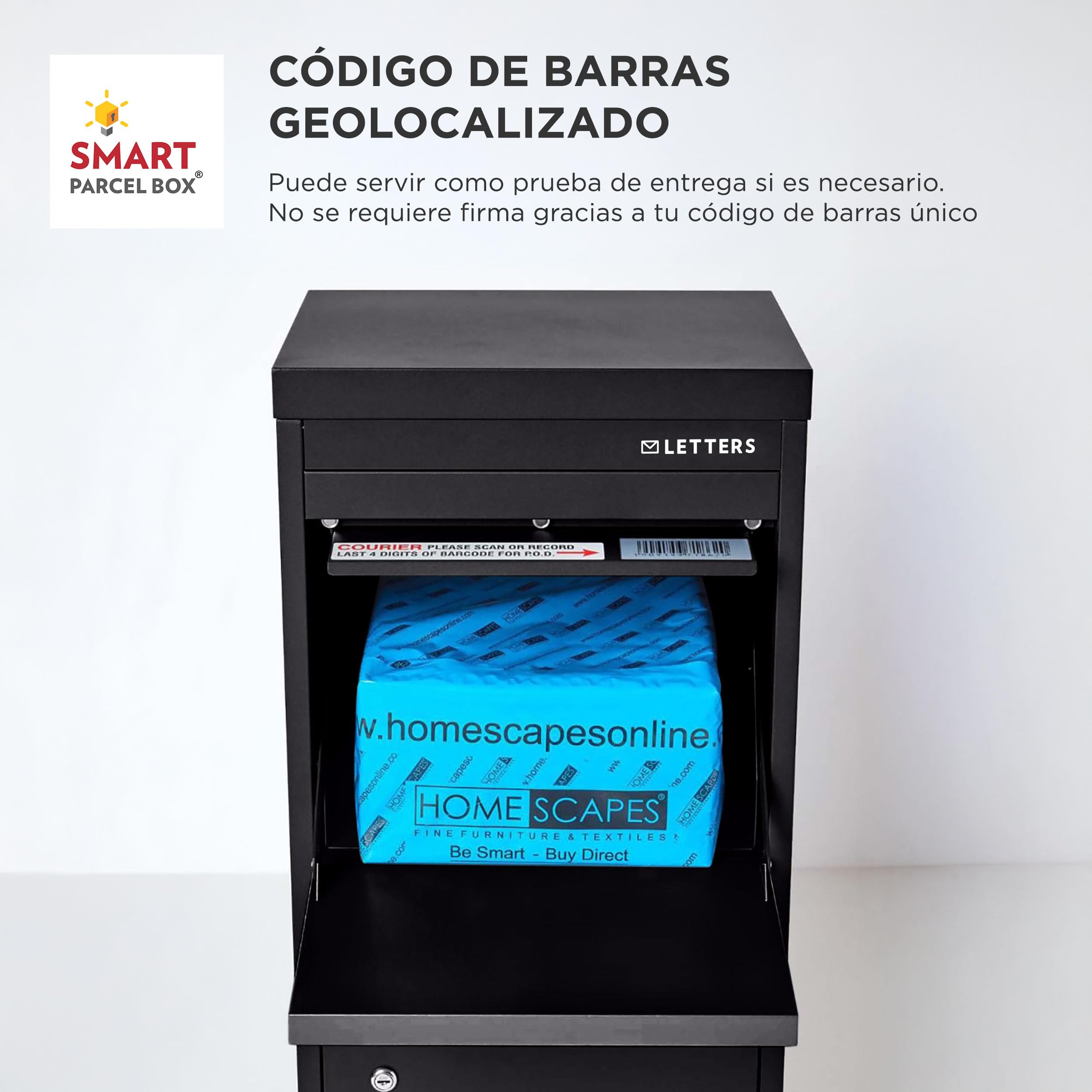 Smart Parcel Box - Buzón inteligente para paquetes tamaño grande, para entregas de compras en linea, con puertas de acceso delantera y trasera, montaje sobre suelo, pared o puerta
