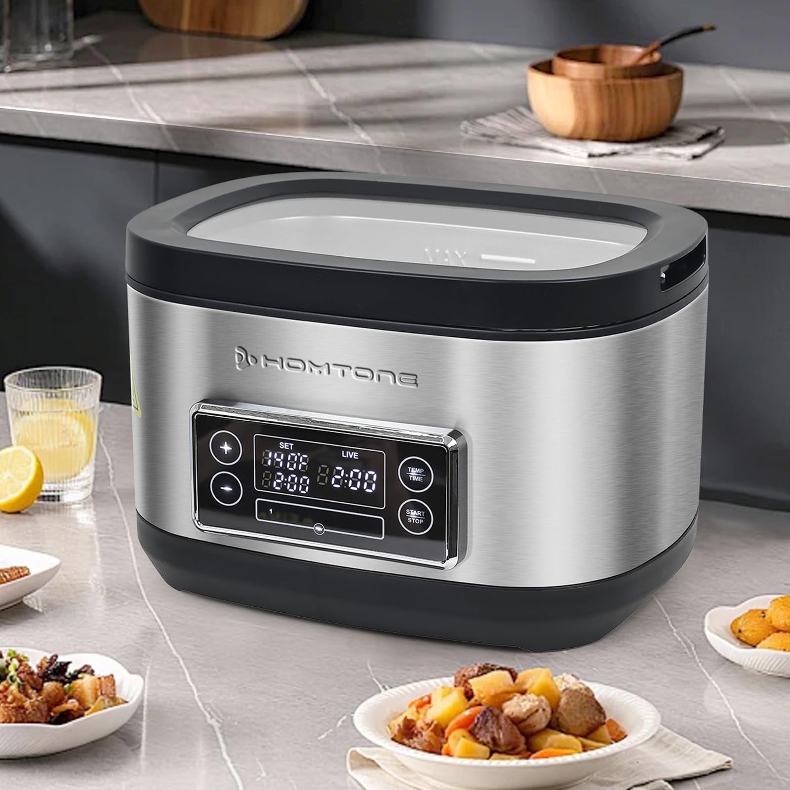Sous Vide Cooker, 8 Quart All-in-One Design with Precise Temperature Control, 3D Water Circulation, Easy Setup 1000W for Steak Chicken Meal Prep
