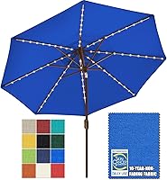 Vista 67 de EliteShade USA - Sombrilla solar de 9 pies / 2.74 metros, de 3 niveles, con 10 años sin decoloración, 80 luces LED para patio, mesa al aire libre
