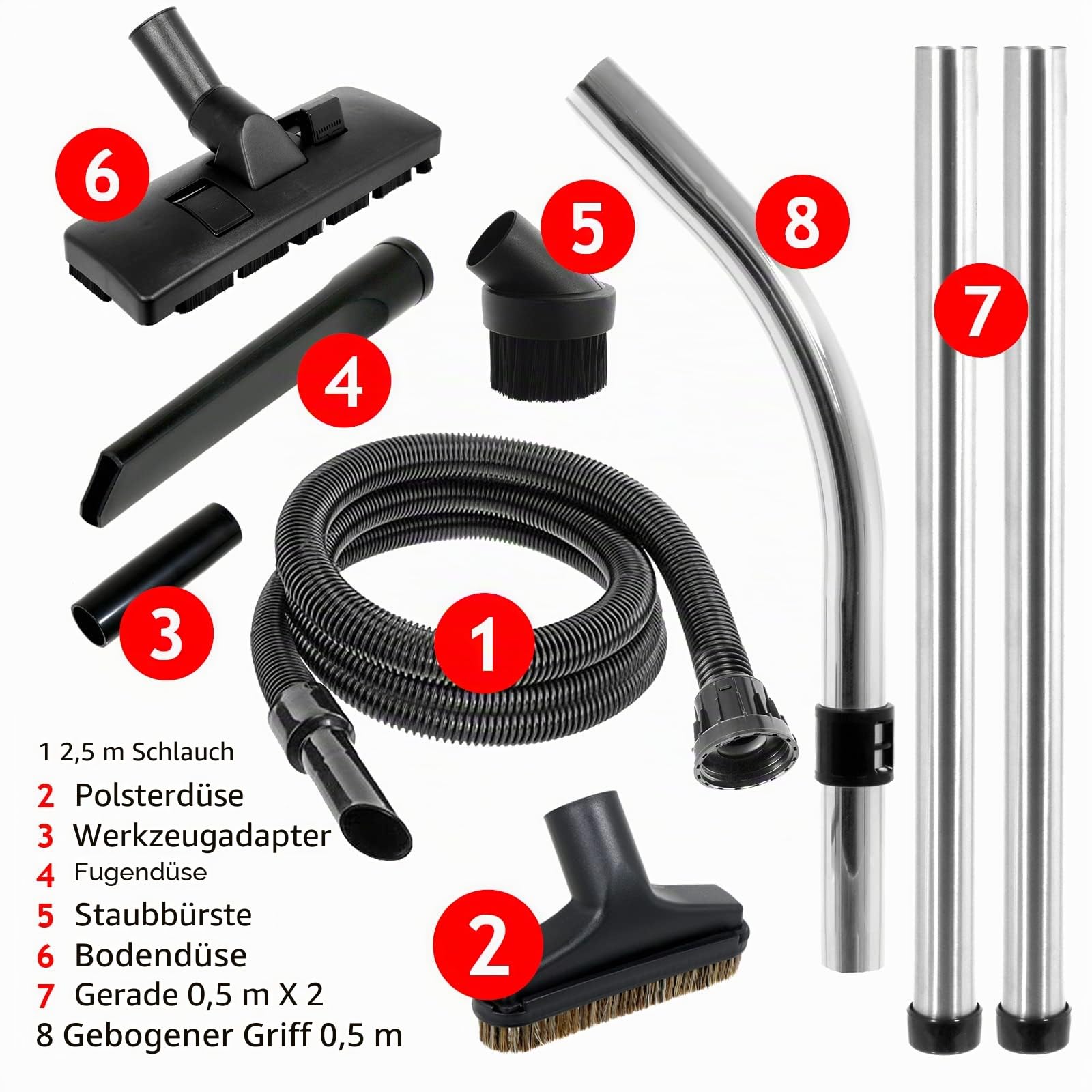 SPARES2GO Ersatzteil-Werkzeugbürstensatz für Numatic Henry Hetty Staubsauger (2,5 m)