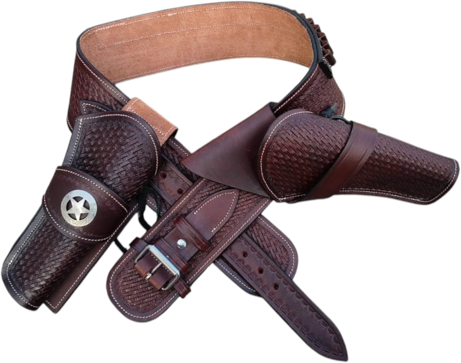 Western Gun Holster with Belt for .22 Caliber Revolvers (4-6.5 Inch Barrel) - Premium Heritage Design, Right Hand Cross and Fast Draw, Adjustable Fits for Colt SAA,Vaquero,Cattleman