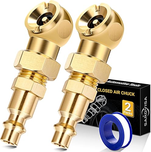 Paquete de 2 mandriles de aire portátiles, mandril de aire de bola cerrada de metal sólido con enchufe rápido estándar NPT de 1/4 pulgadas, boquilla