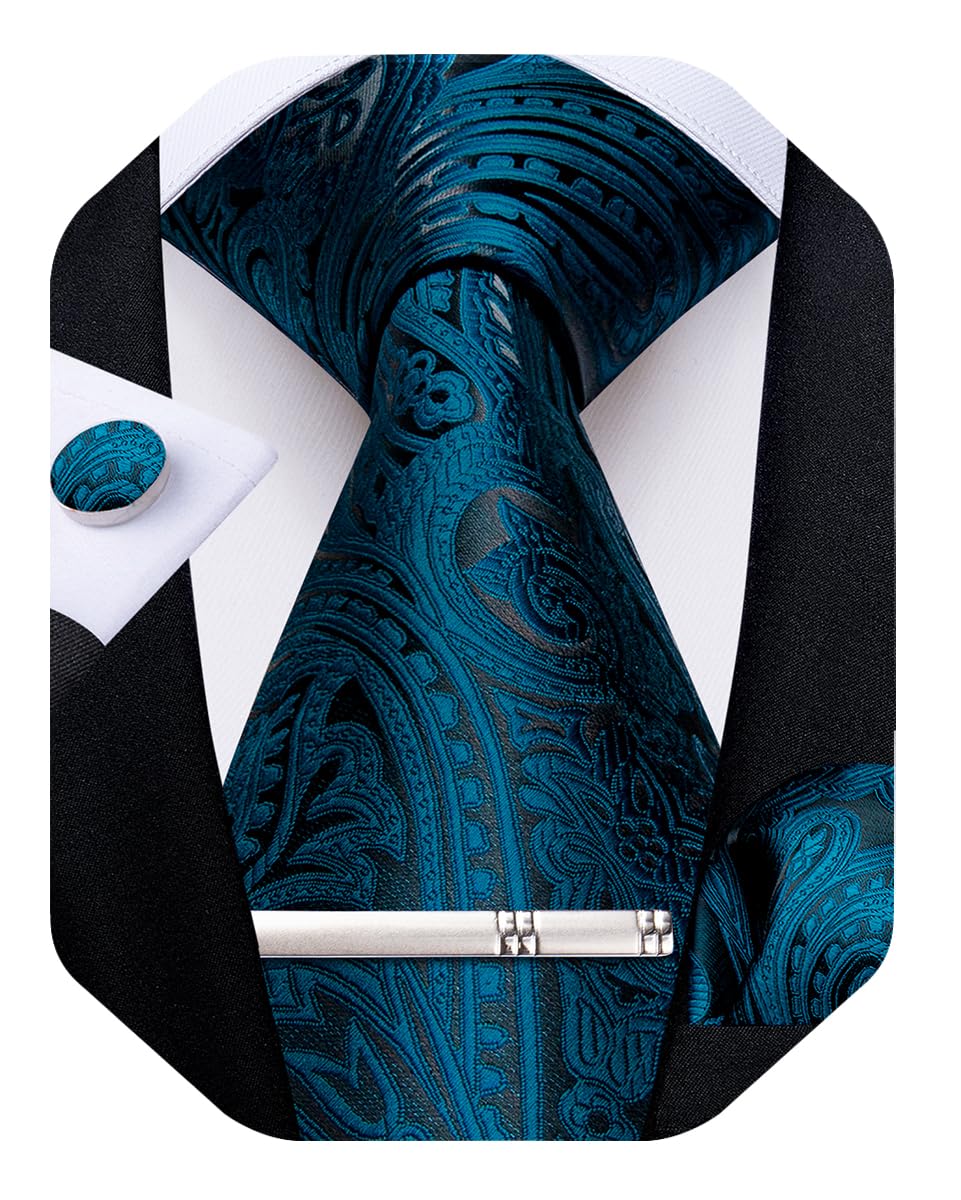 DiBanGu Silk Floral Ties for Men Woven Paisley Necktie