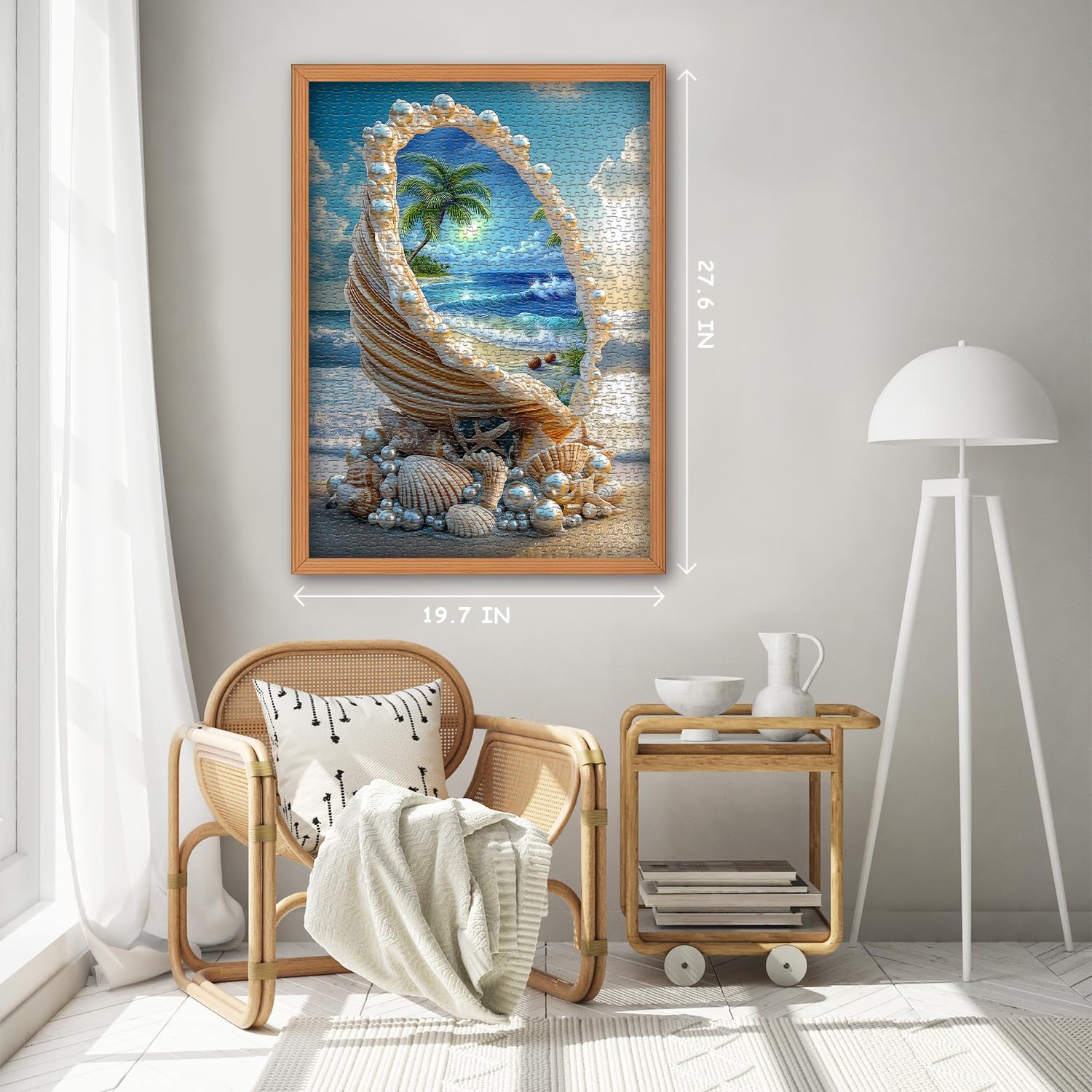 Beach Puzzles for Adults 1000 Piece, PICKFORU Summer Marine Jewel Seashell Puzzle, Unique Beautiful Pearl Shell Ocean Theme, Sea Jigsaw Puzzles Scenery Scenic