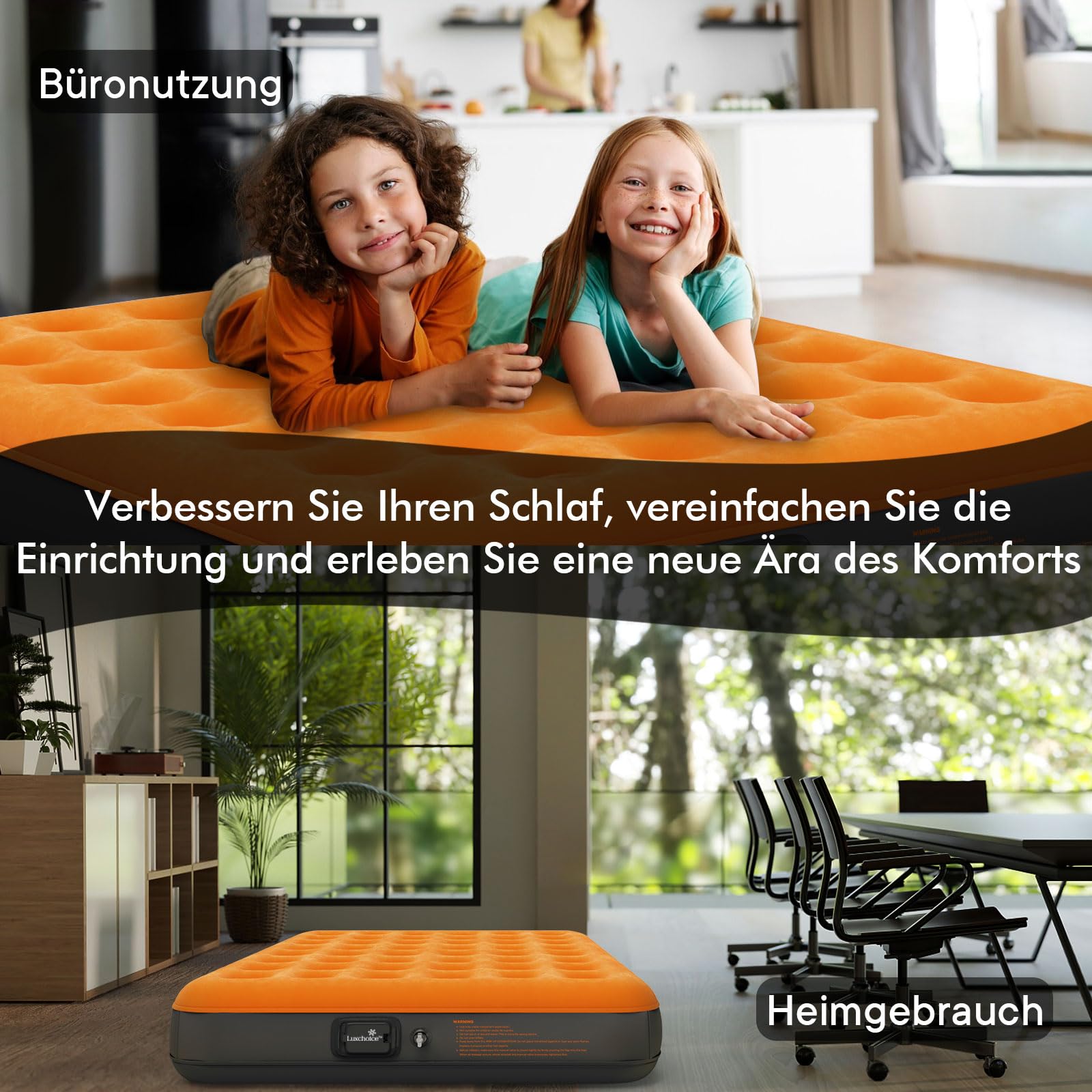 Luxchoice Selbstaufblasende Luftmatratze 190x99x22cm 150kg Tragbare Pumpe Camping Reisen
