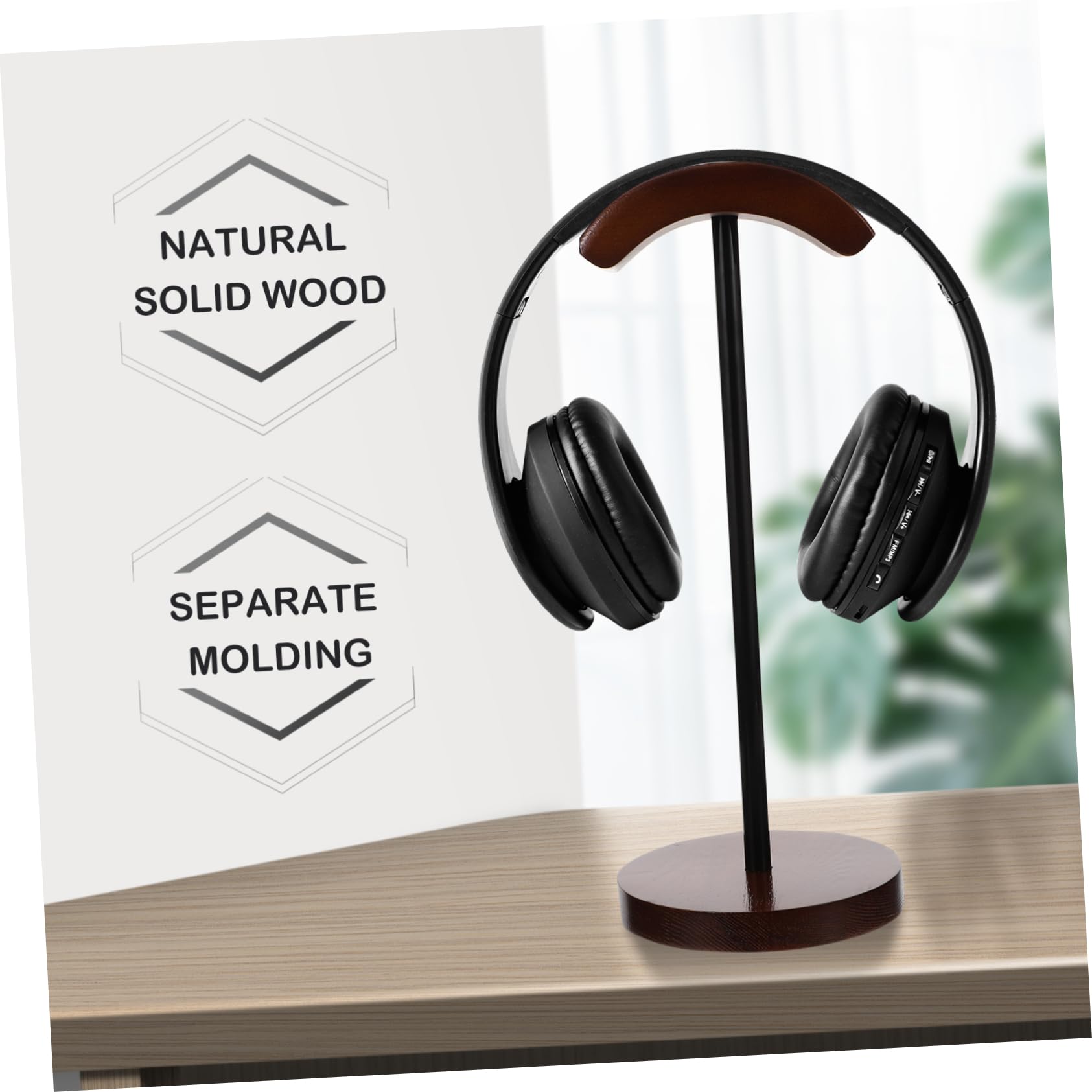 SEWACC Soporte Auriculares Base de Madera Organizador de Escritorio Compacto para Auriculares Inalámbricos Estante Estable para Almacenamiento de Cascos Gaming y Oficina