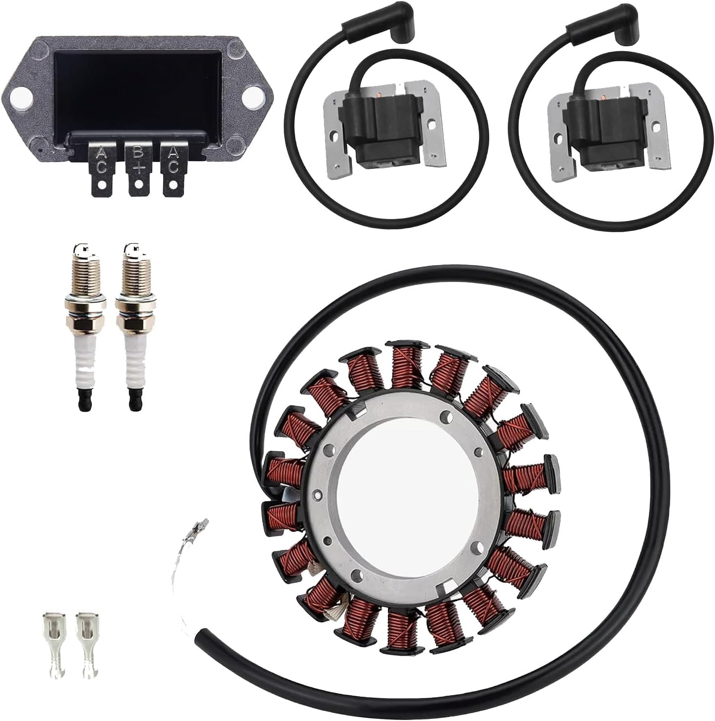 237878-S 15/20 Amp Stator Kit Ignition Coil Kit with Voltage Regulator Spark Plug Compatible with Kohler CV22S CH18 CH20 CH22 CV18 CV19 CV20 CV22 K181 K482 K241 Replace# 24 584 45-S, 4140309