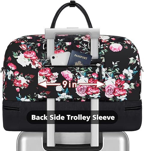 Miniatura 3 de Bolsas de fin de semana para mujer, bolsa grande de lona para viaje, bolsa de viaje con compartimento para zapatos, 21 pulgadas, juego de 3 piezas