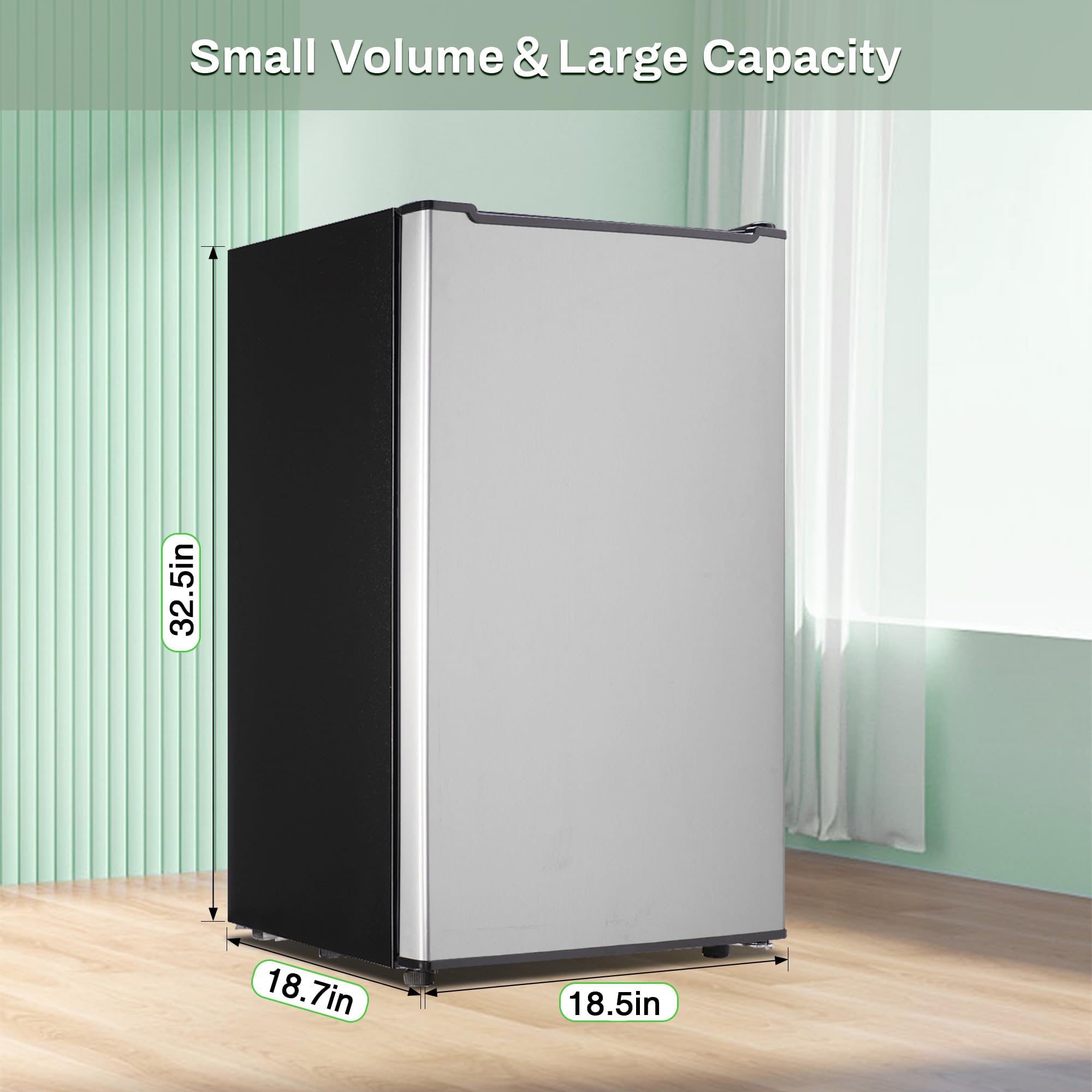 Maine Upright Freezer 3.6 Cu.Ft Mini Freezer With Reversible Stainless Steel Door Freestanding Compact Freezer With 3 Adjustable Thermostat, Small Freezer For Apartment Dorm (Silver) on Fridge.com - View 6