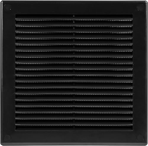 Miniatura 2 de HVAC OV Paquete de 2 cubiertas cuadradas de plástico negro de 8 x 8 pulgadas, rejilla de retorno de aire HVAC, pantalla de protección integrada,