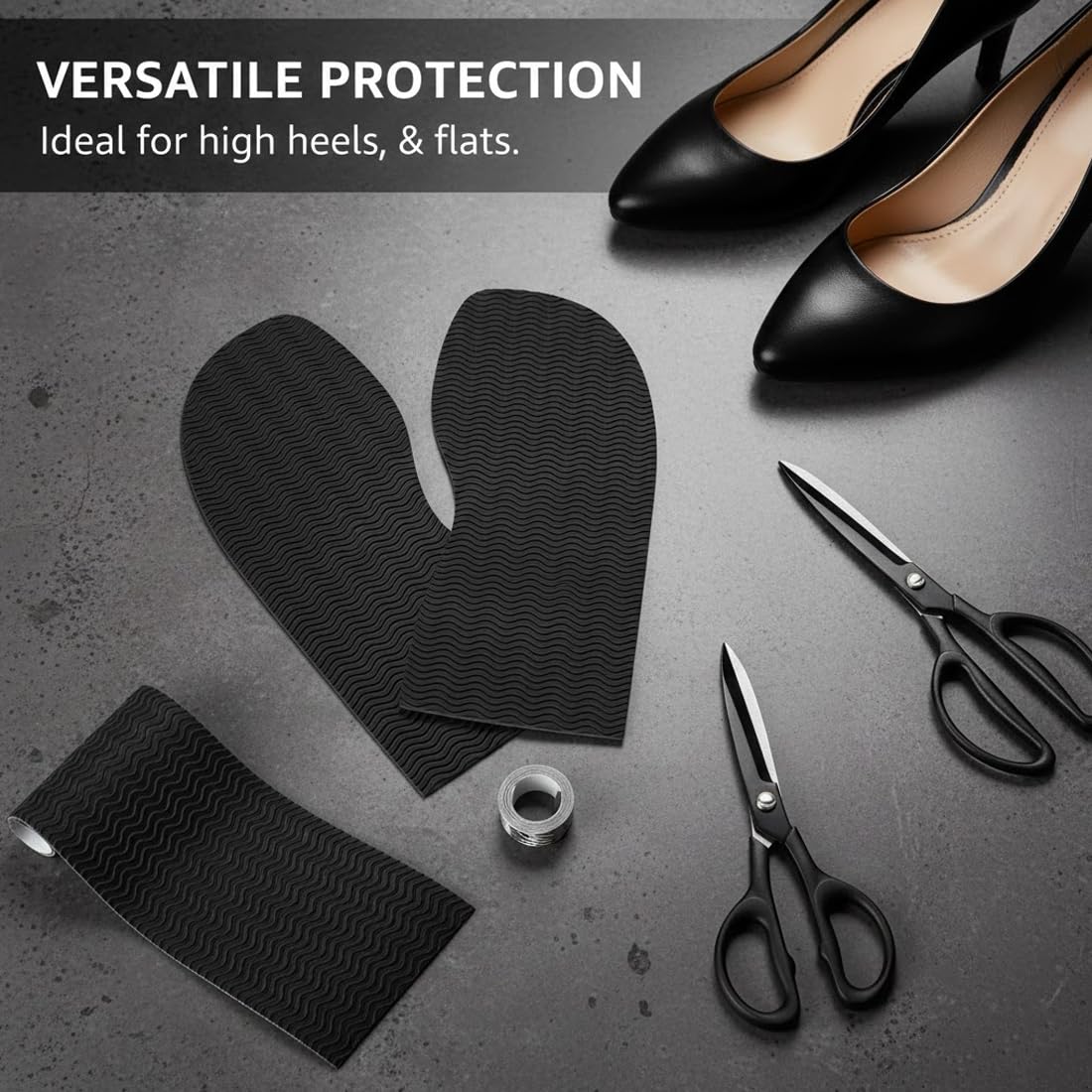 2 Pezzi Set Riparazione Suole Scarpe, Suole in Gomma Antiscivolo Autoadesive, Suola Antirutsch per Scarpe, Suole Vibram, Accessori per Riparazione Tacchi e Scarpe in Feltro - 4