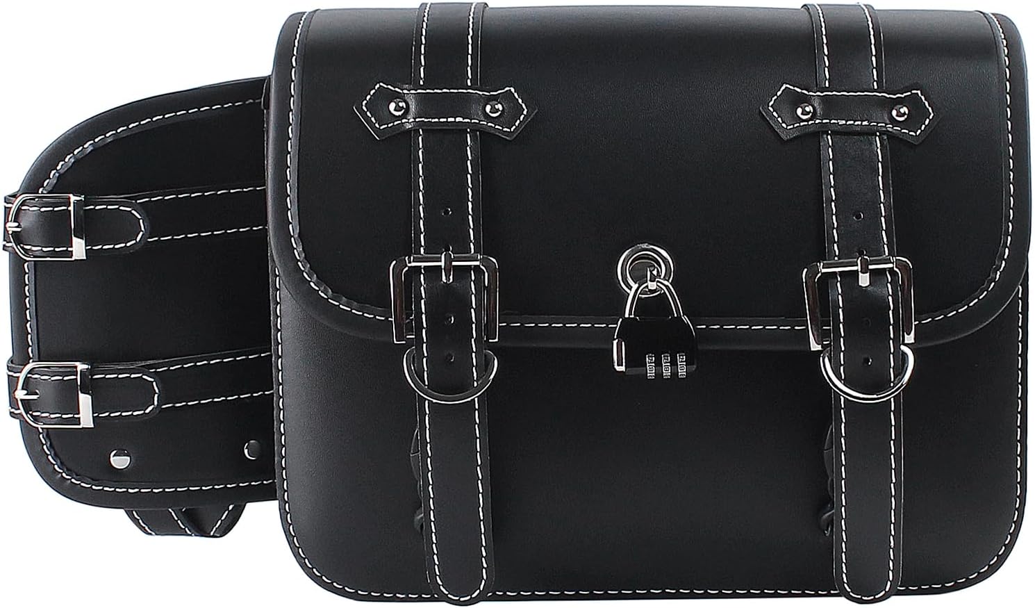 H RUO Motorcycle Saddlebags, Throw Over Saddle Bags with Cup Holder and Lock Waterproof Side Saddle Bags for Sportster Softail Dyna Road King Universal
