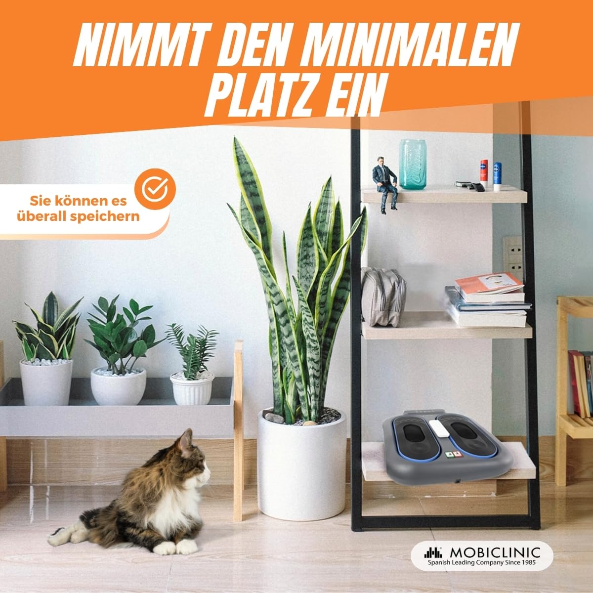 Mobiclinic, Fußmassagegerät, Vibration 10 Geschwindigkeitsstufen, 5 Programme, Timer, Fuß- und Beinmassagegerät mit Vibration, Fernbedienung und Bedienfeld LED, VIBFIT