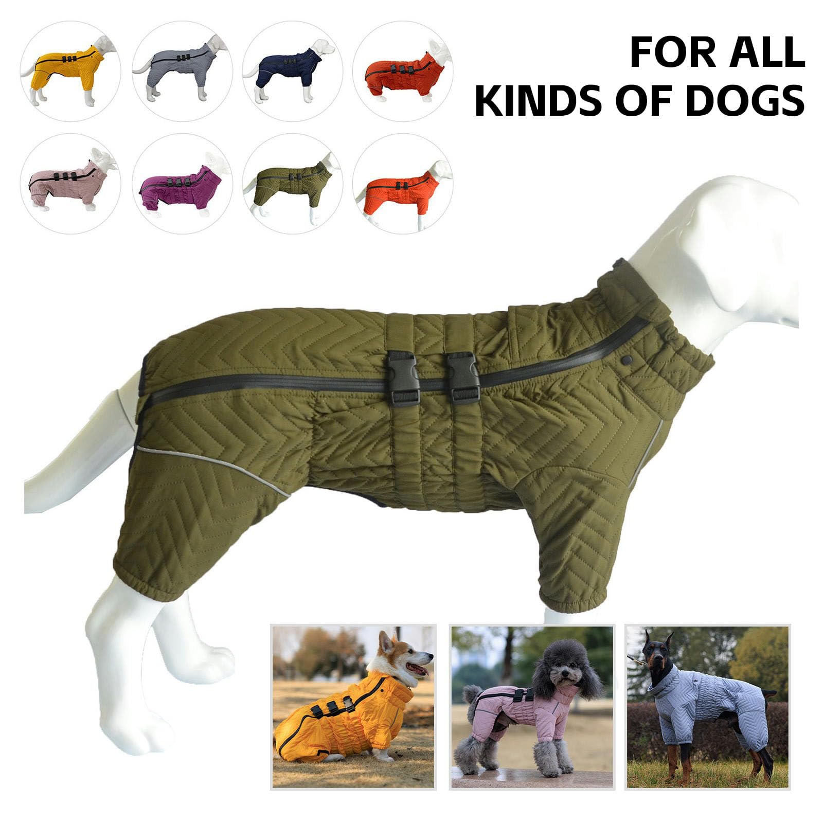 Amazon | UOSIA 犬用スノーコート 冬用子犬服 防水 防風 犬用フリース