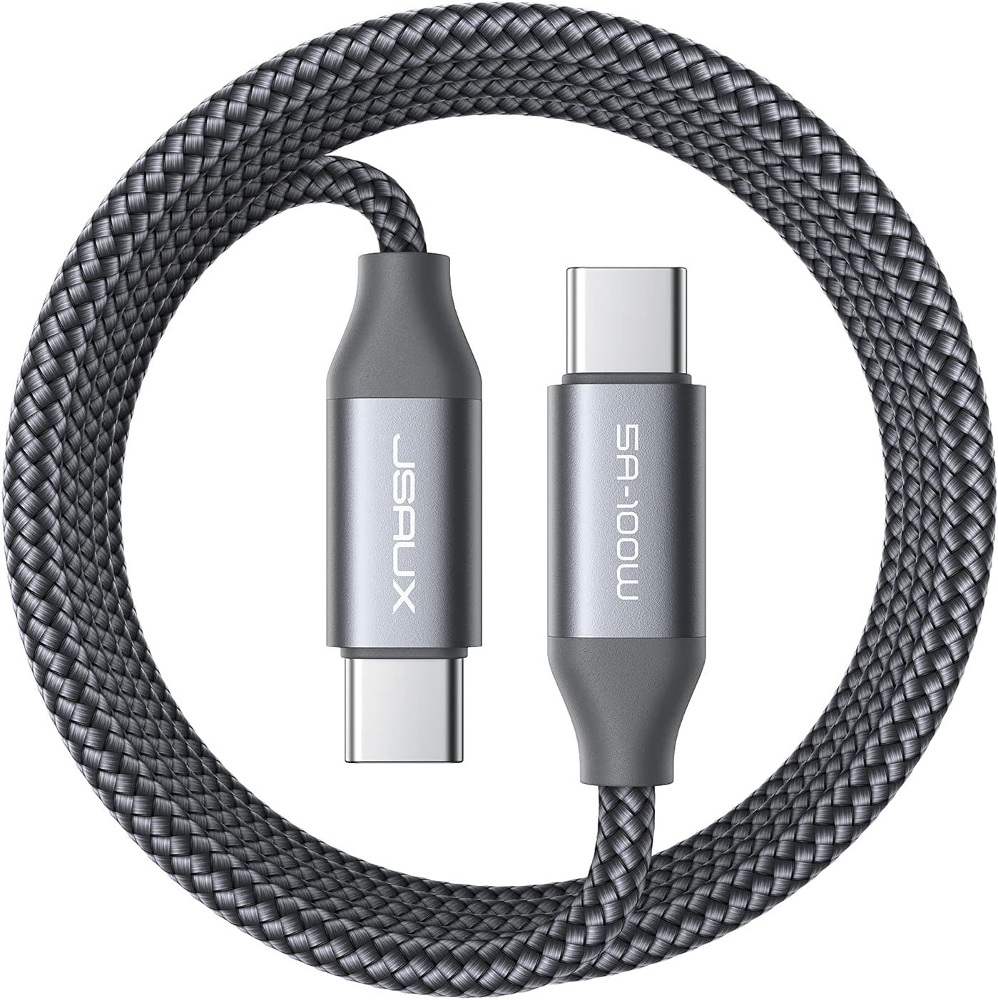 JSAUX USB-C to USB-C Cable 100W 10ft 5A Super Fast Type-C Charging Cord Compatible for MacBook Pro 2022 M2/Mac-Book Air 2021 iPad Pro 12.9 11 Air 5 Samsung Galaxy S22 Pixel 7 6 Switch Steam Deck Grey