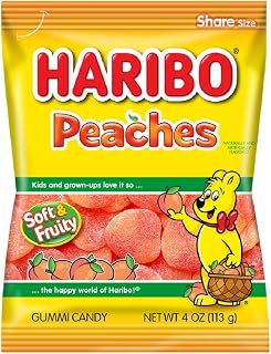Gummi Candy, Peaches, 4 oz. Bag (Pack of 12)