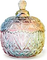 Vista 15 de Colorful Crystal Glass Candy Snack Barrel Storage Jar Embossed Luxury Cookie Buffet Canister With Lids Jewelry Box Jar Biscuit Containers