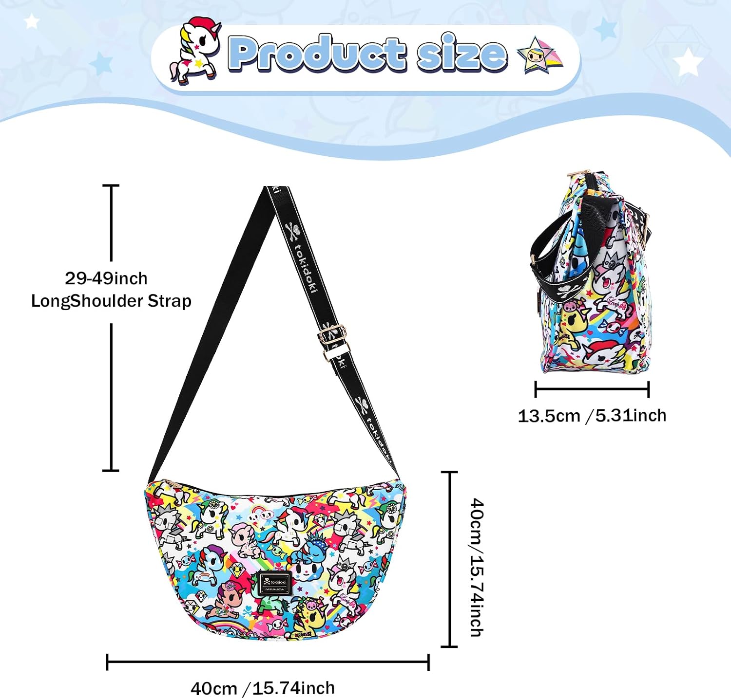 tokidoki Crescent Bag, Crossbody Handbag with Adjustable Strap image 4