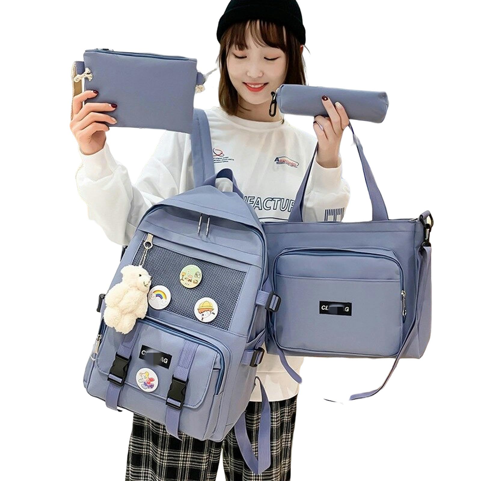 TEidea Mochila Escolar para niños Bolsas Escolares De Lienzo De Estilo Universitario - Set De 4 Piezas para Adolescentes Y Mujeres