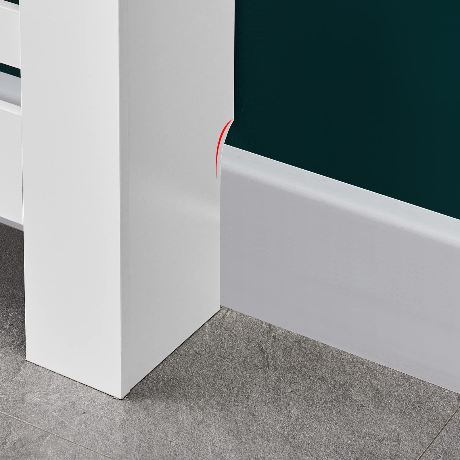 CLIPOP Moderne Heizkörperverkleidung, weiß lackiert, vertikale Lattenrost, MDF-Schrank, weiß, M