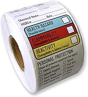 FirstZi Waterproof SDS MSDS Safety Stickers 1.5x2.5" 300 Labels Roll, HMIS Hazard Compliant for Chemical Marking