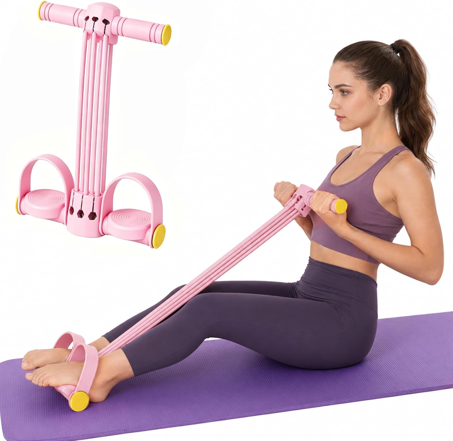 Non-Slip Pedal Resistance Band with 6 Tubes Thickened, Resistance Bands with Handle Sponge, Multifunctional Resistance Band Adjustable for Yoga Training, Muscle Training, Strength Training