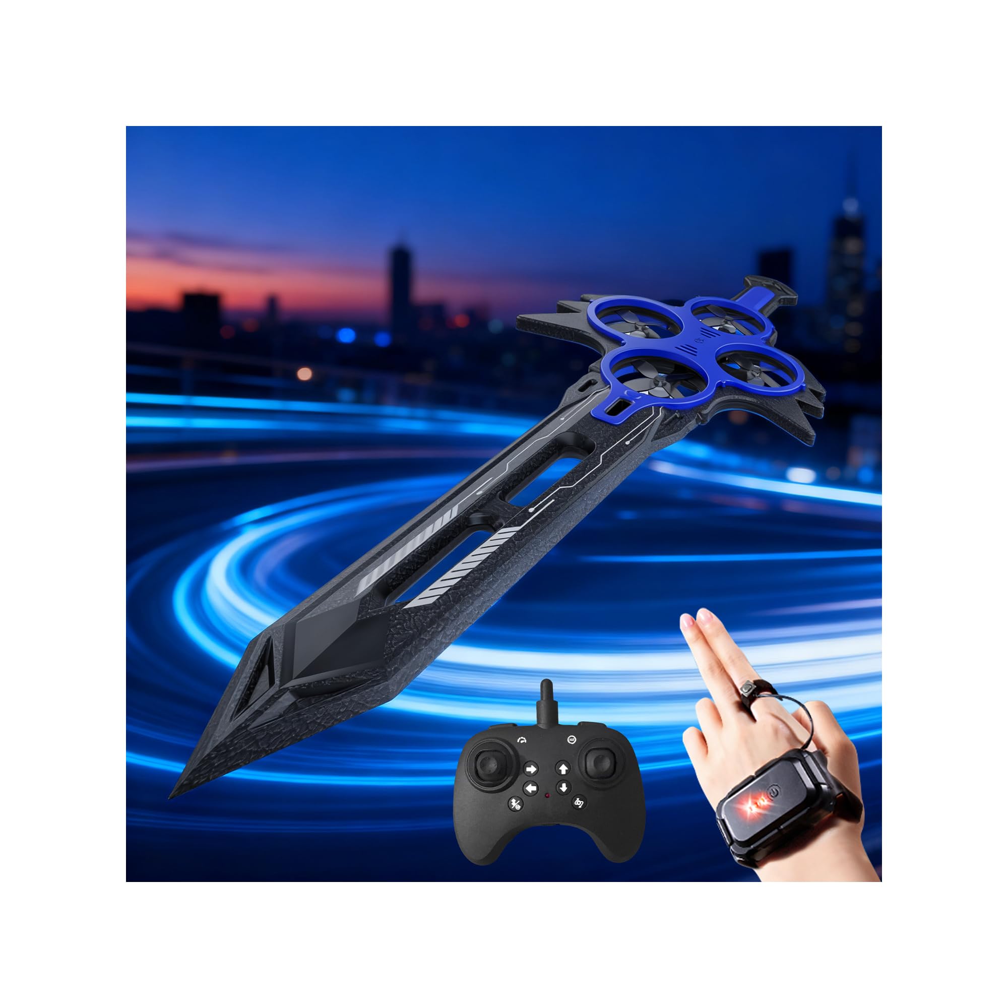 Extra-Long 29inch Flying Sword Drone, Gesture Control RC Airplane with 3-Speed Modes & 360° Stunt Flips, 110-120m Control Range, Remote Control Sword for Kids Adults, Gift for Boys Girls Teens — image 1